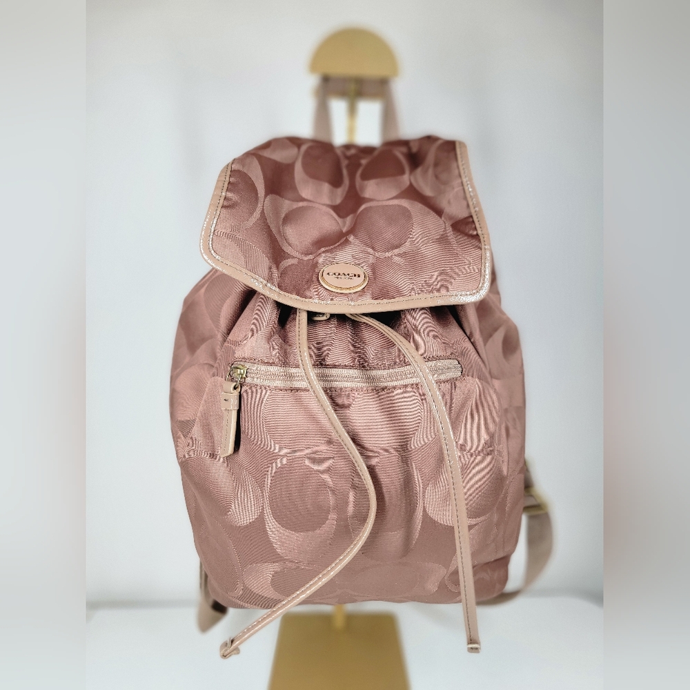 Coach Getaway Signature Nylon Packable Backpack Tan Brown No. F30781